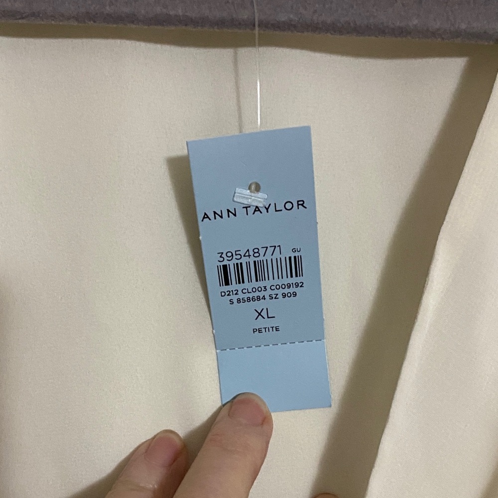 Ann Taylor Cream V-Neck Blouse - Picture 2 of 7
